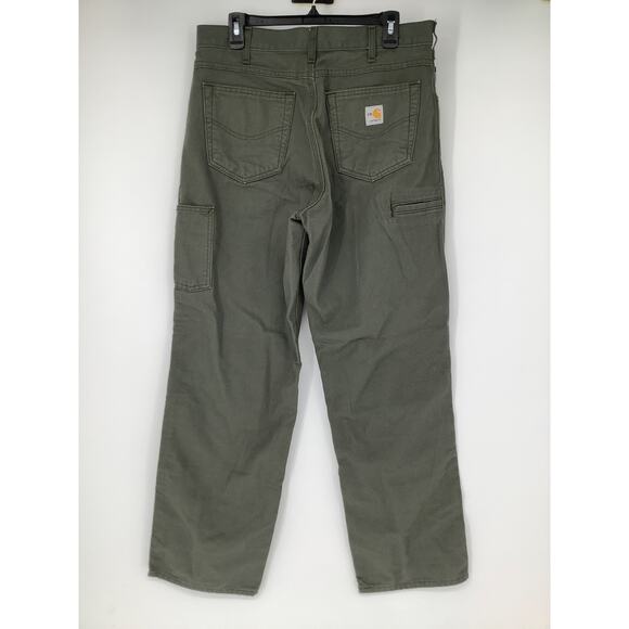 Carhartt Men's 34x32 Moss Green FR Loose Straight Canvas Pants Workwear K27-10 - Picture 4 of 10